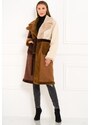 Due Linee Dámsky obojstranný kabát tricolor hnedá