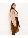 Due Linee Dámsky obojstranný kabát tricolor hnedá