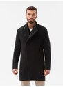 Ombre Clothing Pánsky kabát s asymetrickým zapínaním - čierny V2 OM-COWC-0102