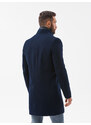 Ombre Clothing Pánsky kabát s asymetrickým zapínaním - tmavomodrý V3 OM-COWC-0102