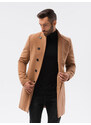 Ombre Clothing Pánsky kabát s asymetrickým zapínaním - ťava V4 OM-COWC-0102