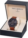 Paul Hewitt Black Sunray IP Black/Rose Gold Leather Watch Strap Brown