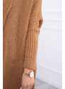 MladaModa Kardigánový sveter s netopierími rukávmi farba camel