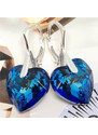 MSPERK Swarovski Crystal exkluzívne strieborné náušnice s očarujúcim leskom Bermuda Blue 18 mm