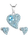 MSPERK Sada šperkov s krištáľmi Swarovski náušnice a prívesok modré srdce
