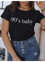 Dstreet Čierne dámske tričko s textom 90s Baby
