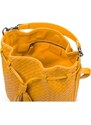 Sage Brown Kožená kabelka bucket žltá