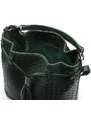 Sage Brown Kožená kabelka bucket zelená