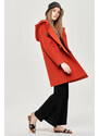 Ann Gissy Krátky červený dámsky kabát s kapucňou (GSQ2311)