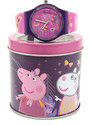 EUROSWAN Detské analógové hodinky Peppa Pig v plechovke