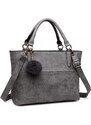 Sivá kvalitná dámska kabelka s ozdobou Lusiel