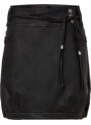 bonprix Koženková sukňa s opaskom, farba čierna