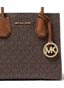 Michael Kors Mercer Medium Logo and Leather Accordion Crossbody Bag Brown