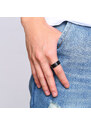 MSPERK Čierny pánsky prsteň s dvoma pruhmi po obvode z chirurgickej ocele