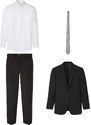 bonprix 4-dielny oblek: sako, nohavice, košeľa, kravata, farba čierna