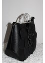 Taliansko Čierna kabelka s 3D kvetom