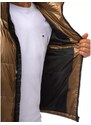 Dstreet Prešívaná pánska vesta hnedej farby s odopínacou kapucňou