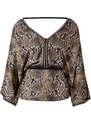 Karen Millen Blúzka svetlohnedá / čierna / strieborná / šedobiela