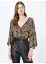 Karen Millen Blúzka svetlohnedá / čierna / strieborná / šedobiela
