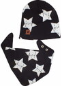 Z&Z Dvojvrstvová čiapočka + šatka Hviezdy, čierná