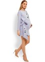PreMamku Tehotenské a dojčiace šaty s vyšívanými kvetmi a mašľou v modrej farbe