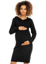 PreMamku Čierne tehotenské a dojčiace šaty s kapucňou