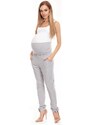PreMamku Svetlosivé nohavice so zvýšeným pásom a mašľou pre tehotné