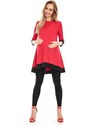 PreMamku Červené mini asymetrické šaty s lemom pre tehotné