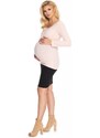 PreMamku Klasická tehotenská blúzka s dlhým rukávom v púdrovej farbe