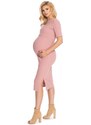 PreMamku Bavlnené tehotenské a dojčiace šaty v staroružovej farbe