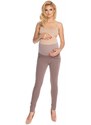 PreMamku Cappuccinové tehotenské nohavice úzkeho strihu s brušným panelom
