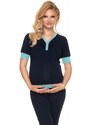 PreMamku Tmavomodré tehotenské a dojčiace pyžamo s gombíkmi