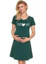 PreMamku Zelená tehotenská a dojčiaca nočná košeľa so srdiečkom