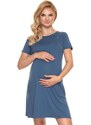 PreMamku Tehotenská a dojčiaca košeľa na zapínanie z oboch strán v modrej farbe