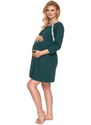 PreMamku Zelená tehotenská a dojčiaca košeľa na zapínanie po zadnej dĺžke