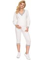 PreMamku Velúrová tehotenská súprava na spanie v bielej farbe