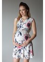 PreMamku Biele kvetinové elegantné tehotenské a dojčiace šaty bez rukávov
