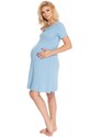 PreMamku Nočná tehotenská a dojčiaca košeľa s detskými nohami na bruchu v modrej farbe