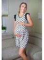 PreMamku Biele bodkované šaty na gombíky pre tehotné a dojčiace ženy