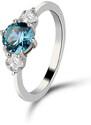 Royal Fashion strieborný rhodiovaný prsteň Modrý zafír MA-R0570-SILVER-BLUE
