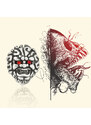 Sam's Artisans Náušnice Red Monster Skull chirurgická oceľ INM051