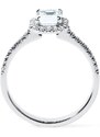 Zásnubný prsteň z bieleho zlata s diamantom emerald KLENOTA K0859012