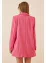 Happiness İstanbul Women's Pink Shawl Collar Oversized Blazer Jacket