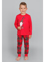 Italian Fashion Vianočné chlapčenské pyžamo Narwik mega soft červené-128, Farba červená