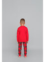 Italian Fashion Vianočné chlapčenské pyžamo Narwik mega soft červené-128, Farba červená