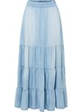 bonprix Maxi volánová sukňa, farba modrá, rozm. 34