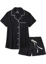 bonprix Krátke pyžamo s gombíkovou légou, farba čierna, rozm. 56/58