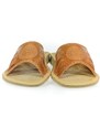JOHN-C Dámske luxusné kožené hnedé papuče TINA