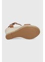Kožené sandále Tommy Hilfiger dámske, hnedá farba, na kline