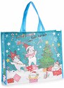 Vianočná nákupná / darčeková taška s mačkami - ružová, modrá